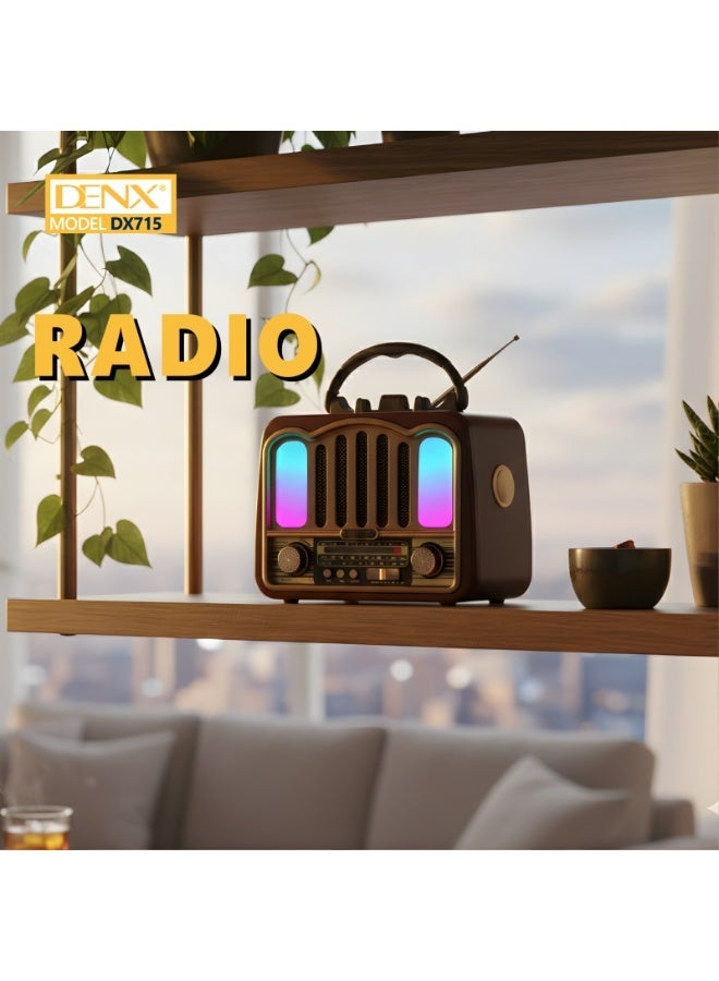 دينكس راديو  HI-FI بثلاث قنوات FM - AM - SW ذهبي/بني/أسود بلوتوث AUX بطاقة TF قرص فلاش USB - Image 5